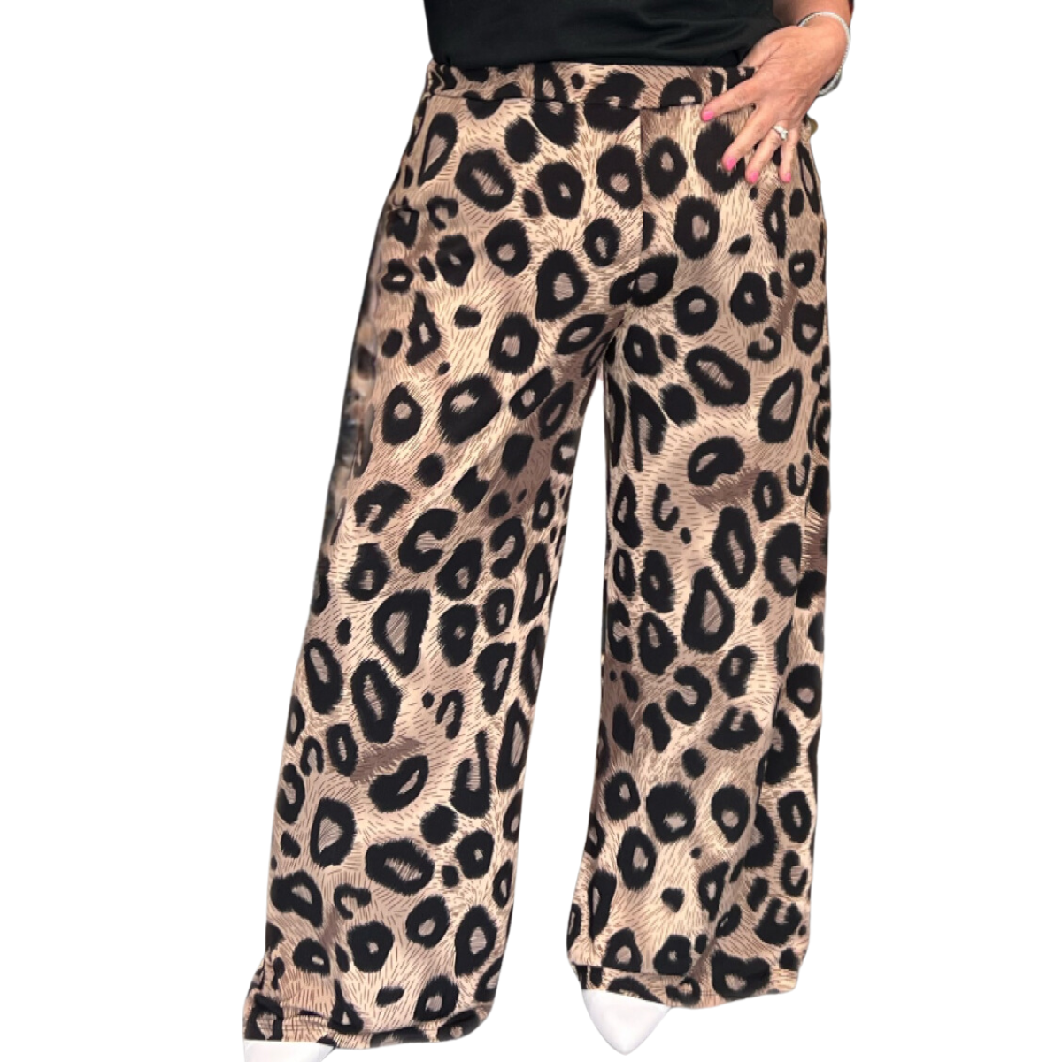 ROCKTHOSECURVES PEACOCK PRINT ELASTICATED WAIST PALAZZO TROUSERS