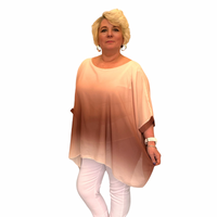ROCKTHOSECURVES OMBRE CHIFFON OVERSIZED BATWING BLOUSE