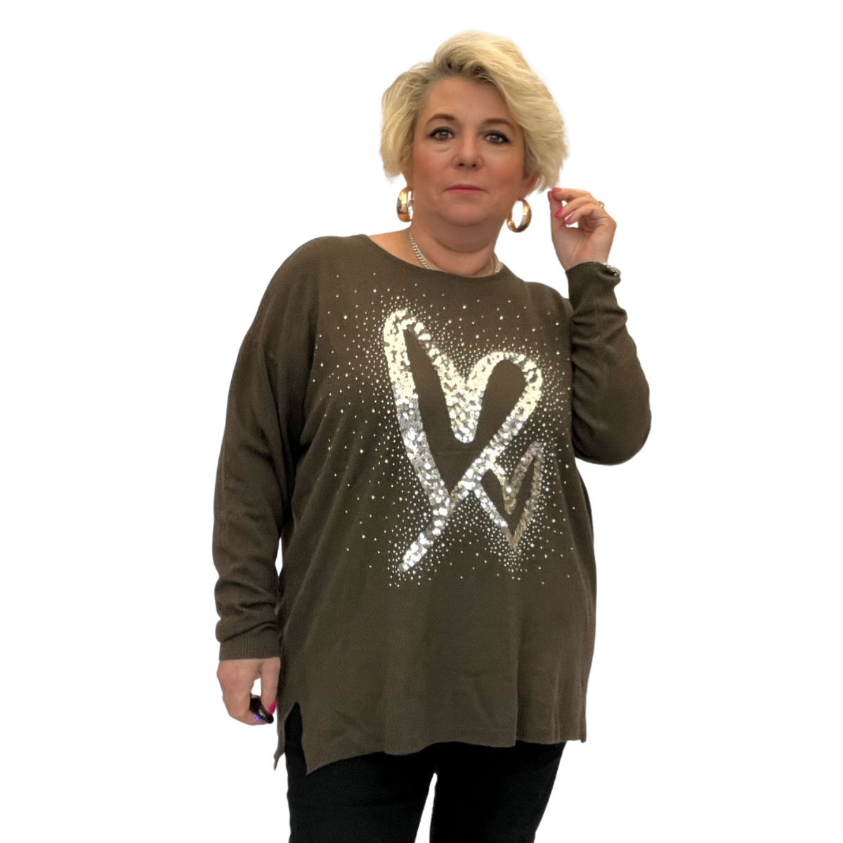 ROCKTHOSECURVES SUPER SOFT LUXURY JUMPER WITH SEQUIN HEARTS