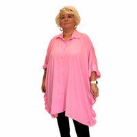 OVERSIZED BUTTON FRONT LONG SHIRT / BLOUSE WITH FRILLED SIDES