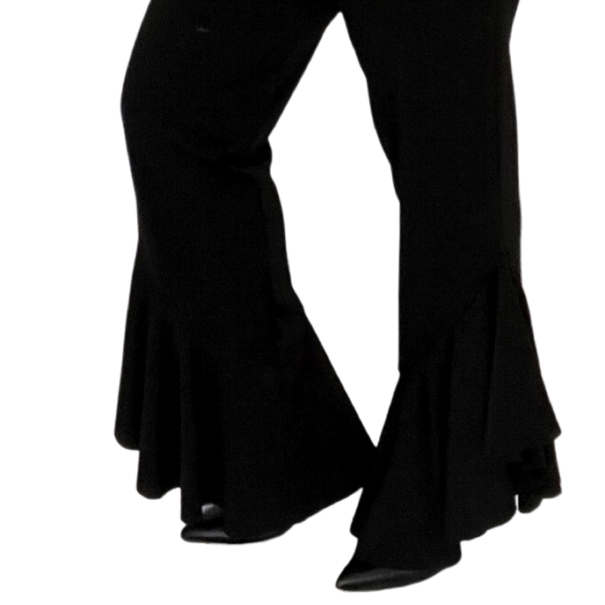 ROCKTHOSECURVES BLACK FITTED HIGH WAIST TROUSERS WITH FRILLED HEM