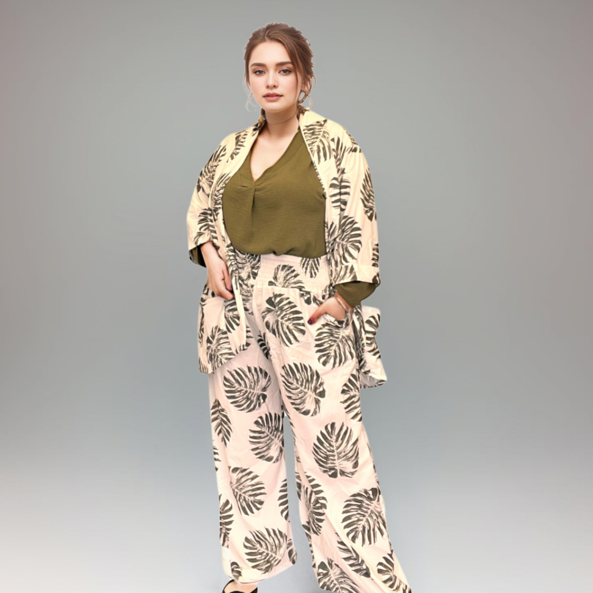 ROCKTHOSECURVES LEAF TROUSER SUIT - JACKET AND PALAZZO SET