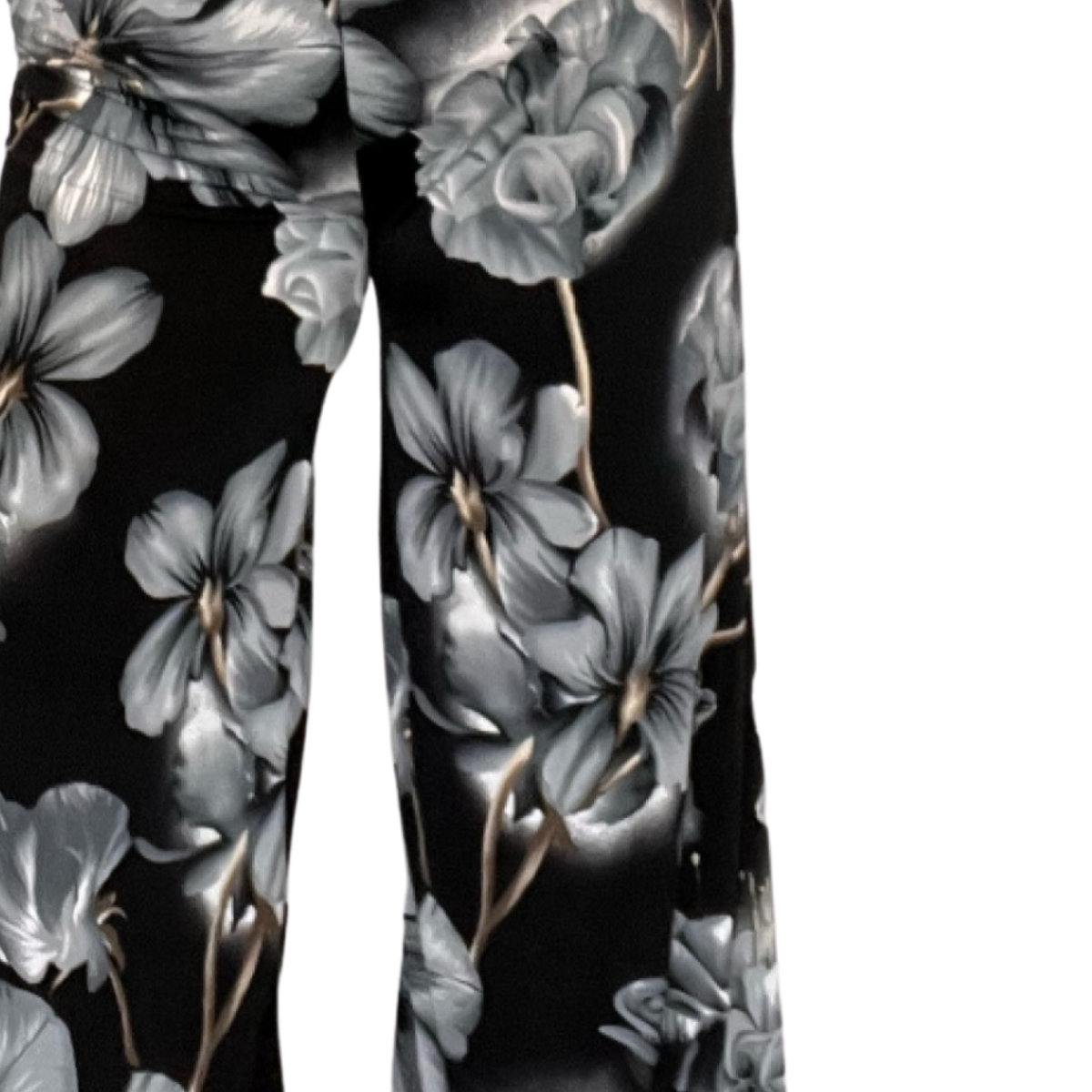 LARGE FLOWER PRINT WIDE LEG HIGH RISE PALAZZO TROUSERS