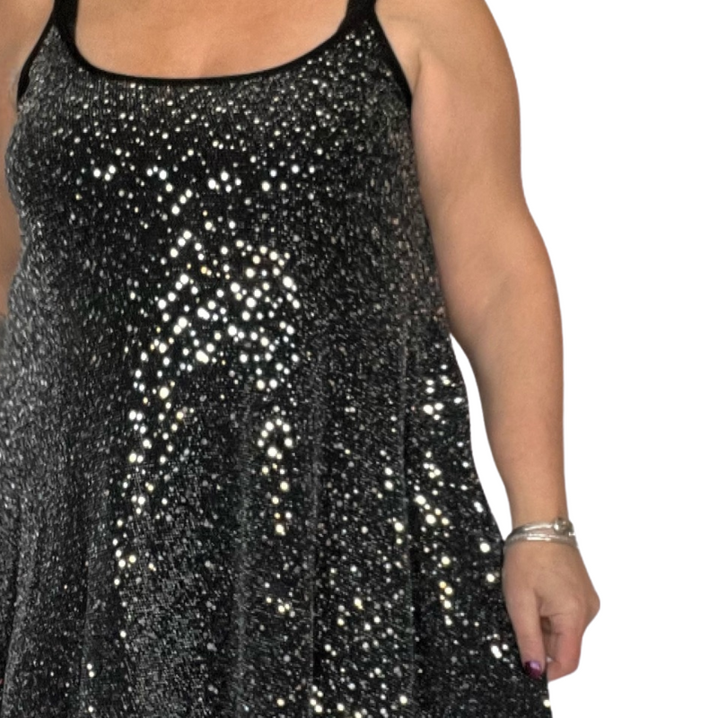 SEQUIN STRAPPY LONG LENGTH SWING TOP PARTY STYLE