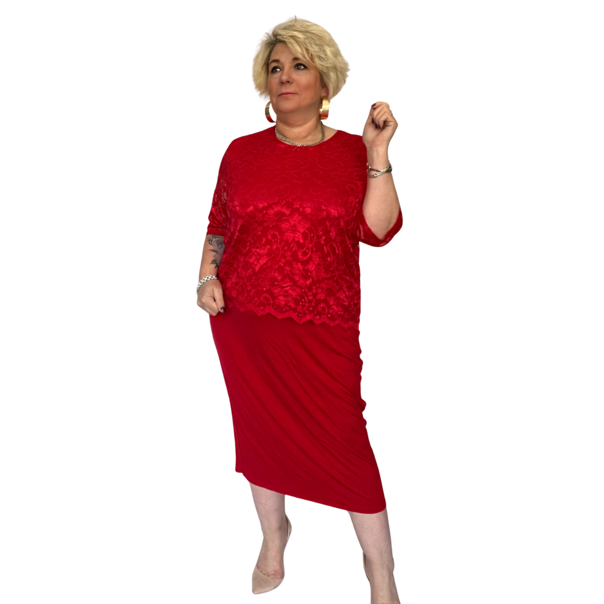 Dress with overlay top best sale