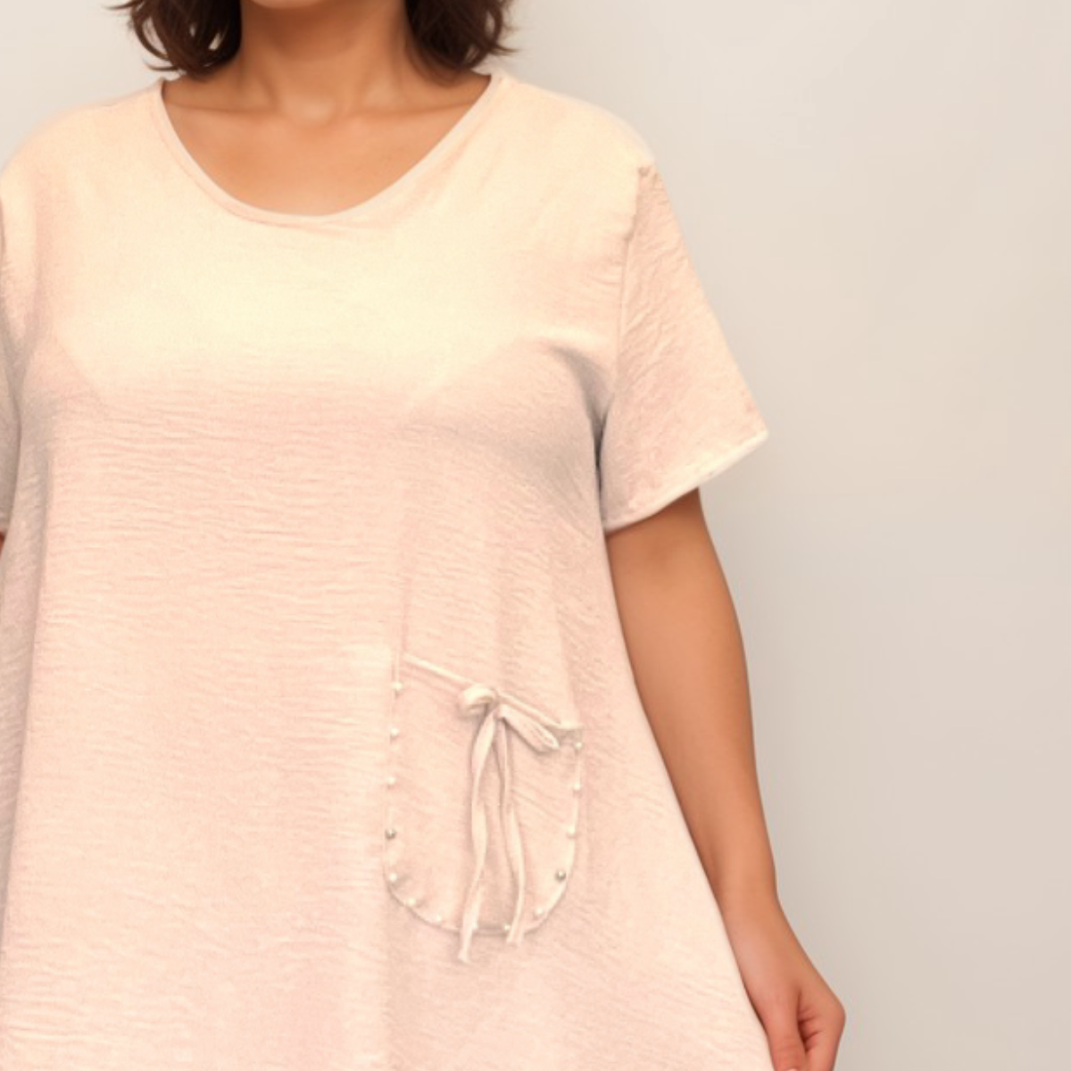 ROCKTHOSECURVES HANKY HEM BLOUSE WITH PEARL BEADED FRONT POCKET