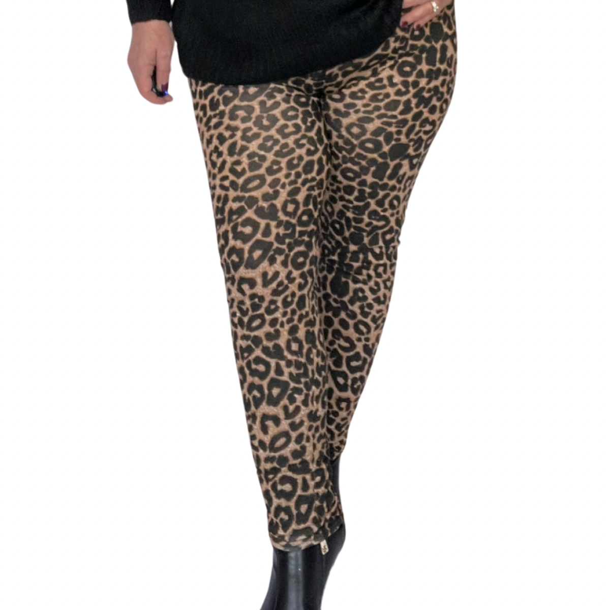 Becco Lux Leopard Animal Print High Rise Leggings NWT M