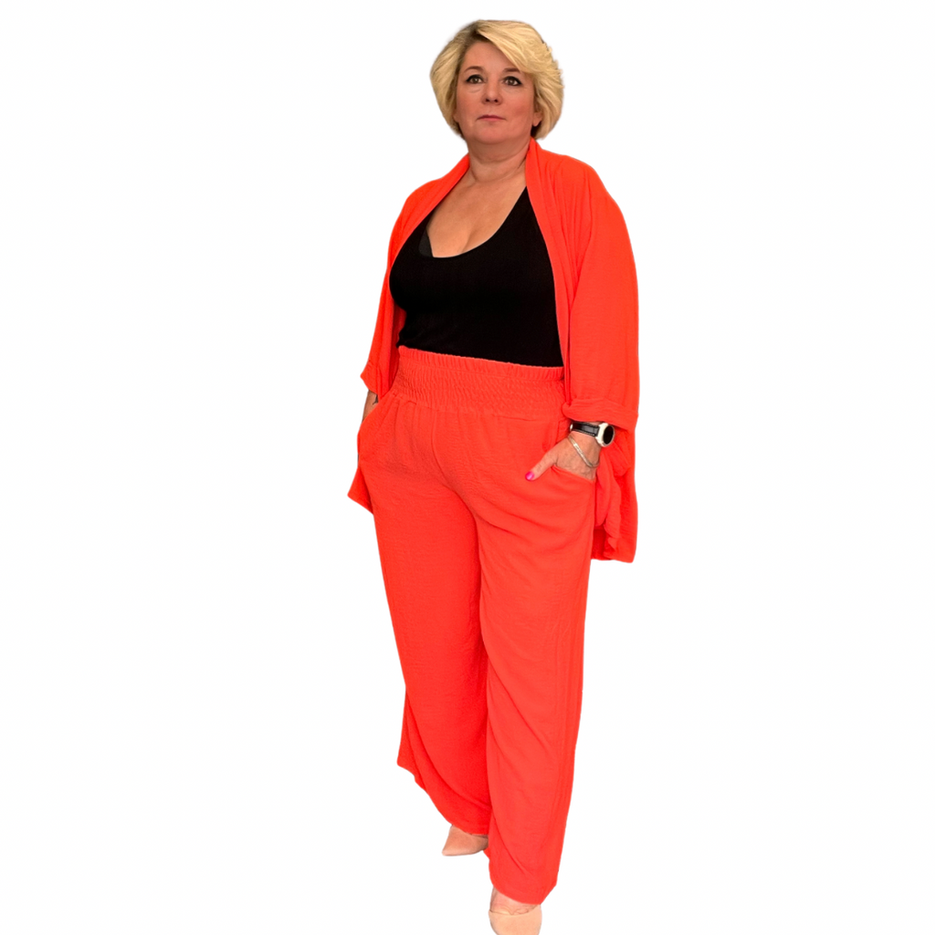 PLAIN TROUSER SUIT - JACKET AND PALAZZO SET