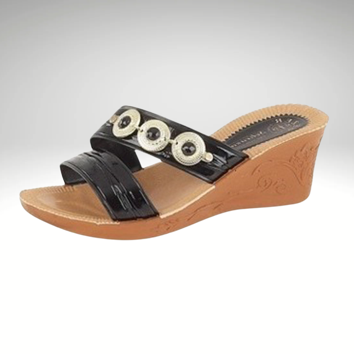 ROCKTHOSECURVES BLACK LIGHTWEIGHT WEDGE MULES SANDALS