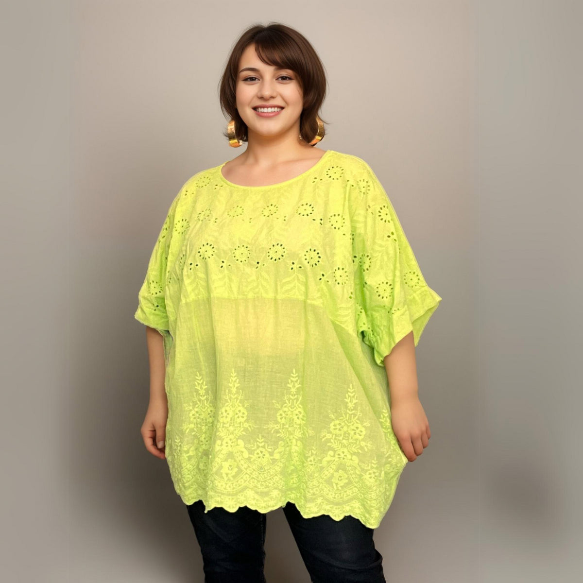 ROCKTHOSECURVES LACE HEM BLOUSE SHORT SLEEVES