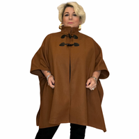 HIGH COLLAR FLEECE OVERSIZED PONCHO / CAPE WITH TOGGLE FASTENING