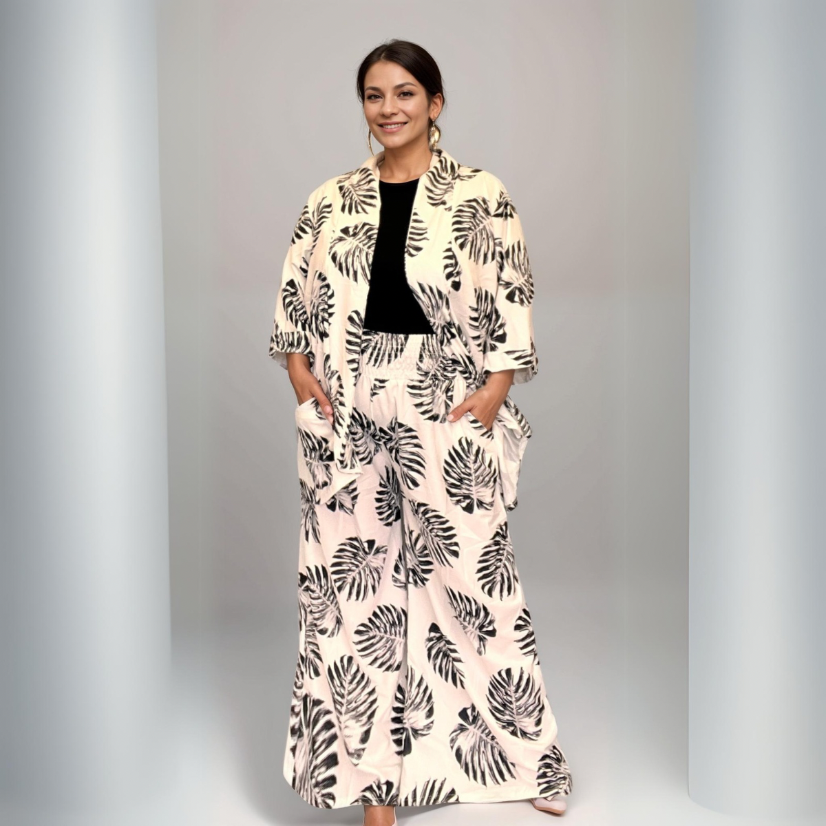 ROCKTHOSECURVES LEAF TROUSER SUIT - JACKET AND PALAZZO SET