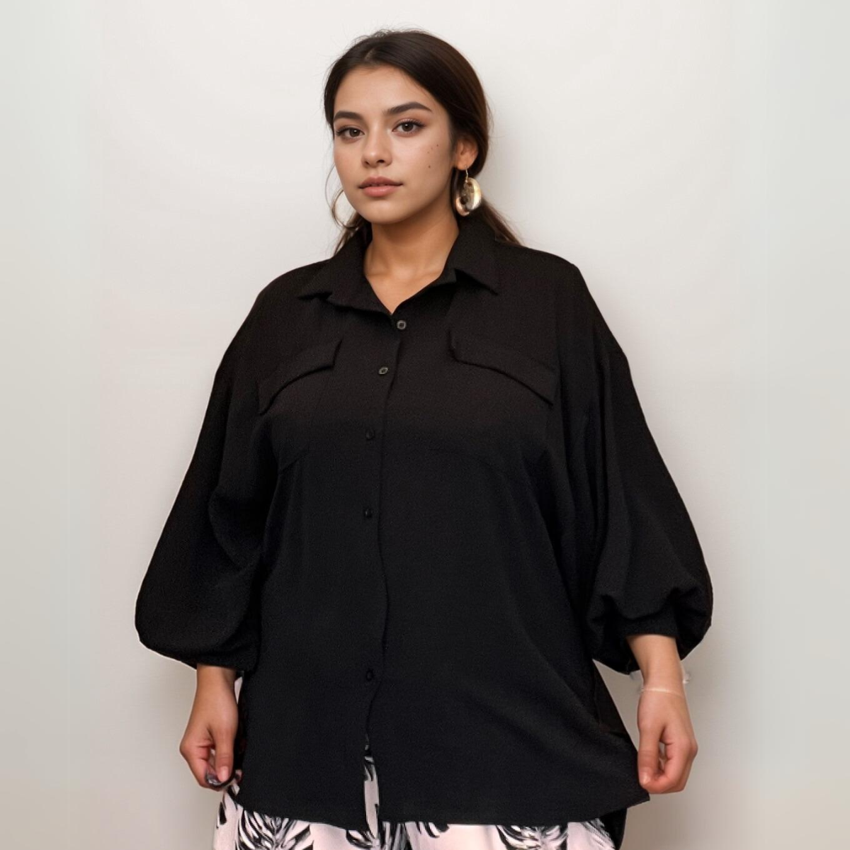 POCKET FRONT LONG SHIRT / BLOUSE