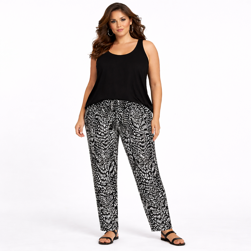 Black Stone Speckled Elastic Waist Trousers