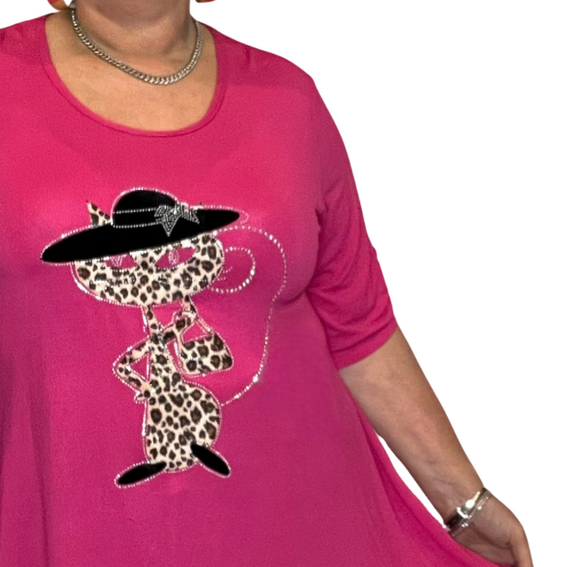 ROCKTHOSECURVES CAT IN A HAT BUTTON SLEEVE SWING TOP