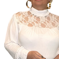 POLO NECK LACE NECK LINE LONG SEEVE TOP