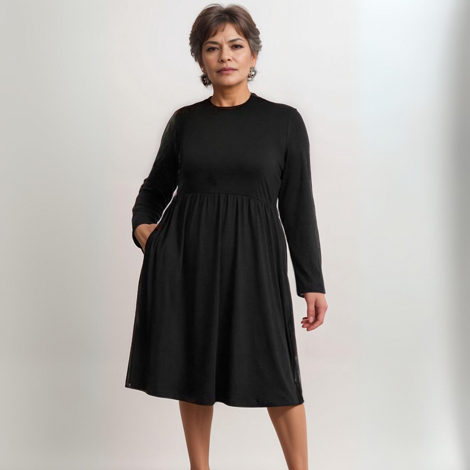 ROCKTHOSECURVES PLAIN BLACK SKATER DRESS WITH SIDE POCKETS