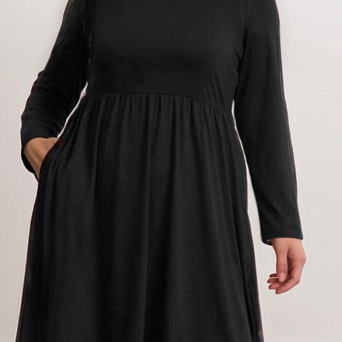 ROCKTHOSECURVES PLAIN BLACK SKATER DRESS WITH SIDE POCKETS