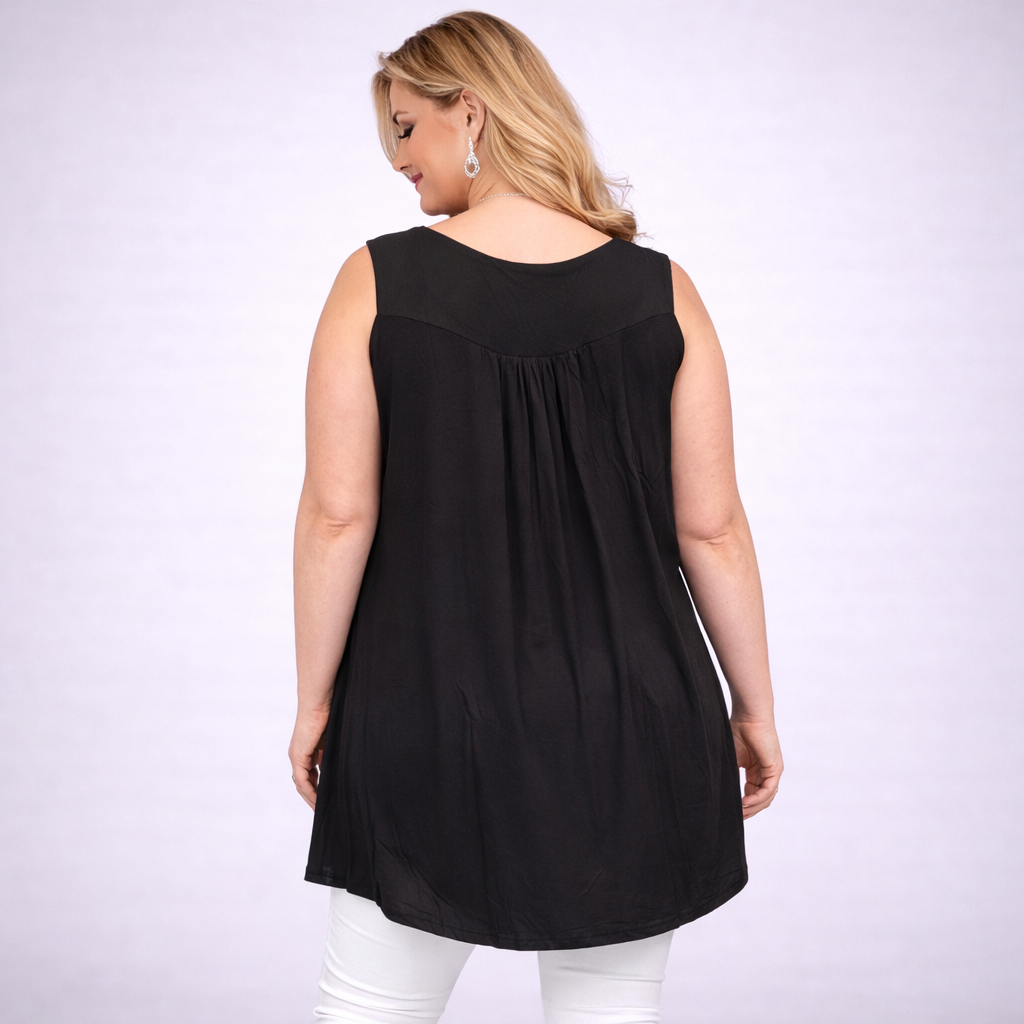 Sleeveless Long Tunic Top with Studs
