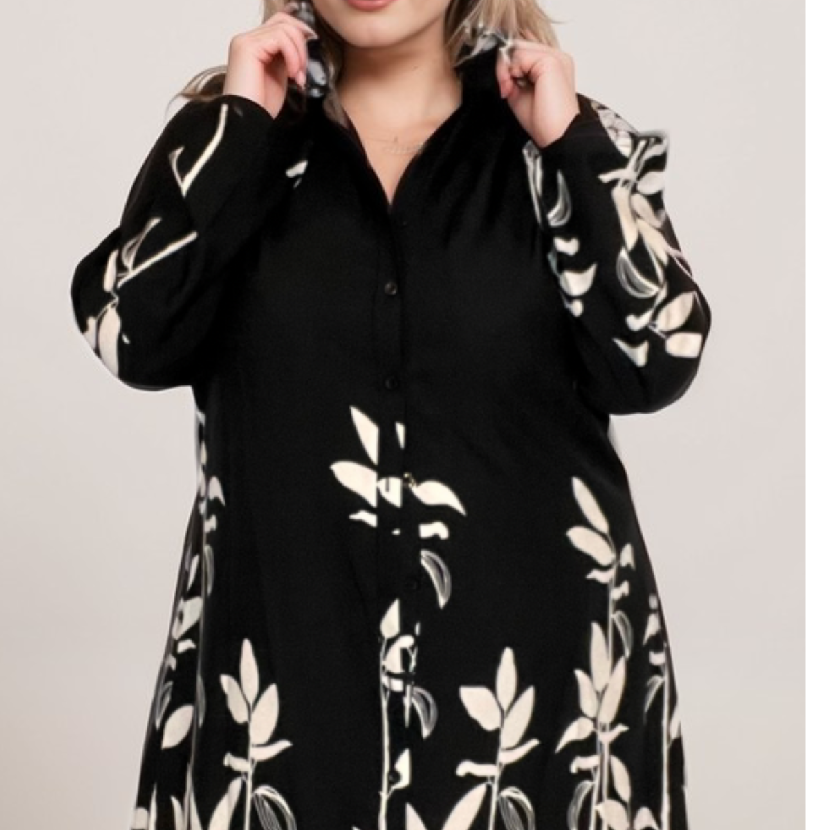 ROCKTHOSECURVES BLACK CREAM A-LINE BUTTON UP MAXI SHIRT DRESS