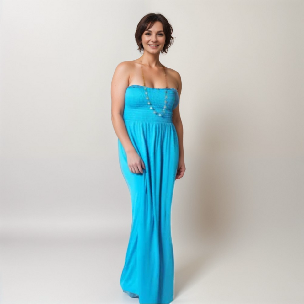 ROCKTHOSECURVES STRAPLESS BOOB TUBE MAXI DRESSTurquoise / ONE SIZE