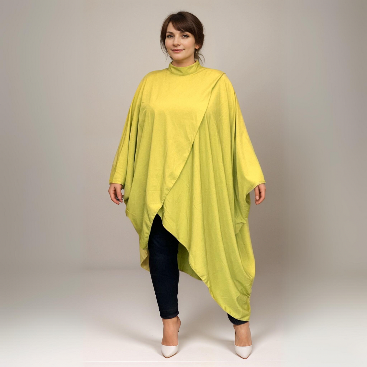 ROCKTHOSECURVES LIME GREEN TURTLE NECK OVERSIZED LONG TOP