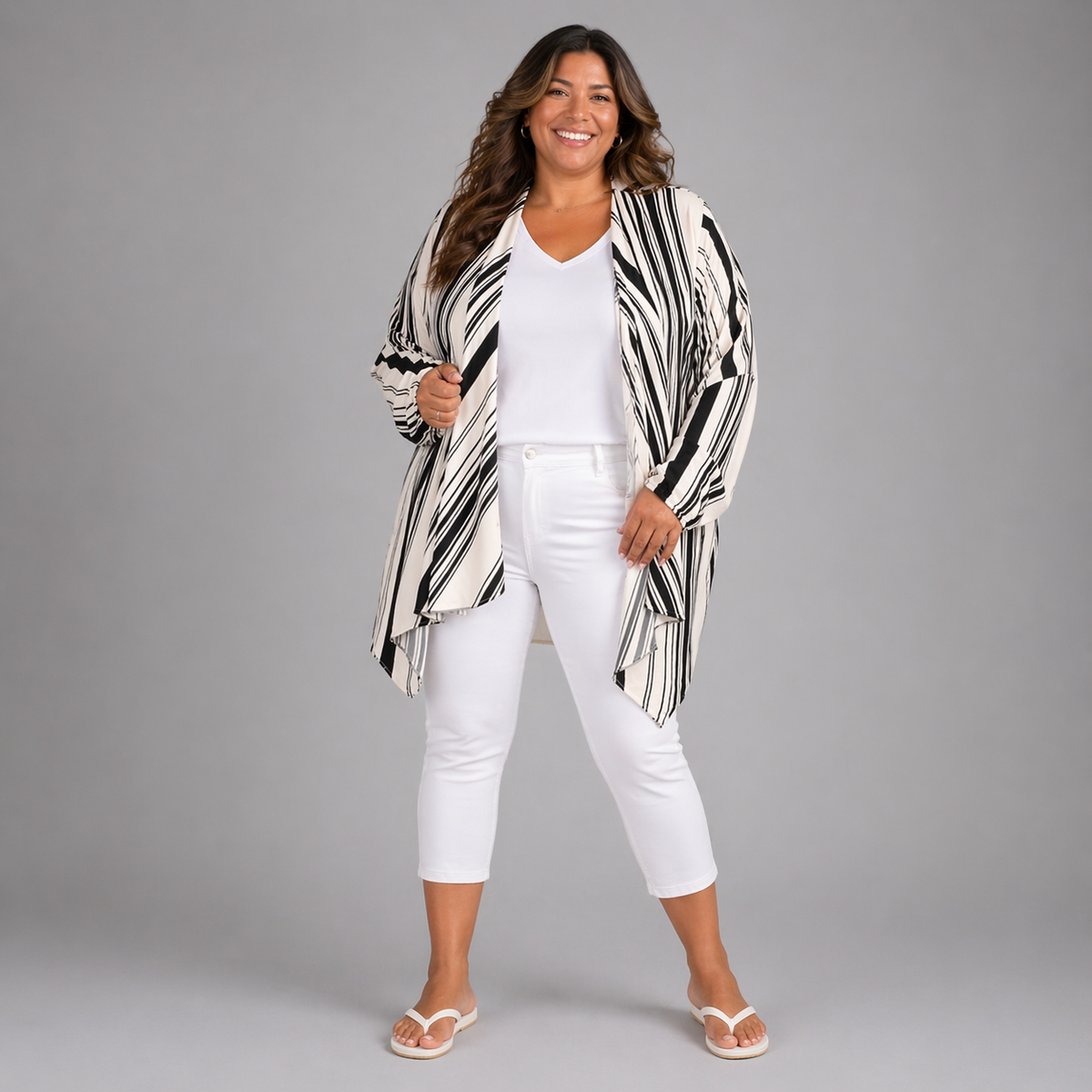 Chiffon Waterfall Open Front Jacket / Cover Up Kimono