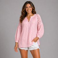 Loose fitting beaded and sequin v neck blouse