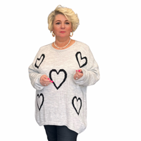 SCOOP HEM OVERSIZED KNITTED JUMPER WITH HEARTS