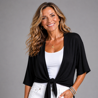 Soft Stretchy Tie Front Bolero Shrug