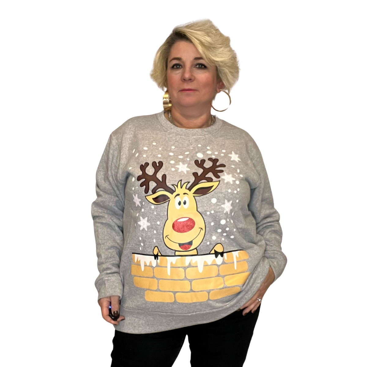 REINDEER LONG SLEEVE CHRISTMAS JUMPER / SWEATSHIRT