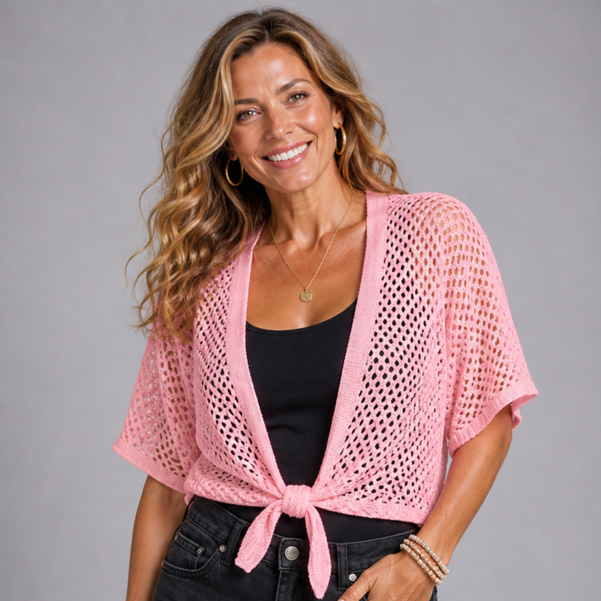Crochet open knit bolero cardigan