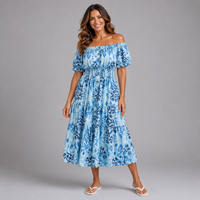 Bold leopard print elastic waist gypsy Dress
