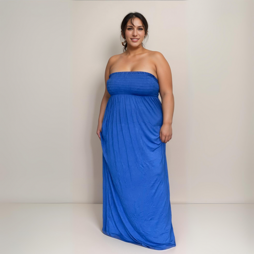 ROCKTHOSECURVES STRAPLESS BOOB TUBE MAXI DRESSRoyal Blue / ONE SIZE