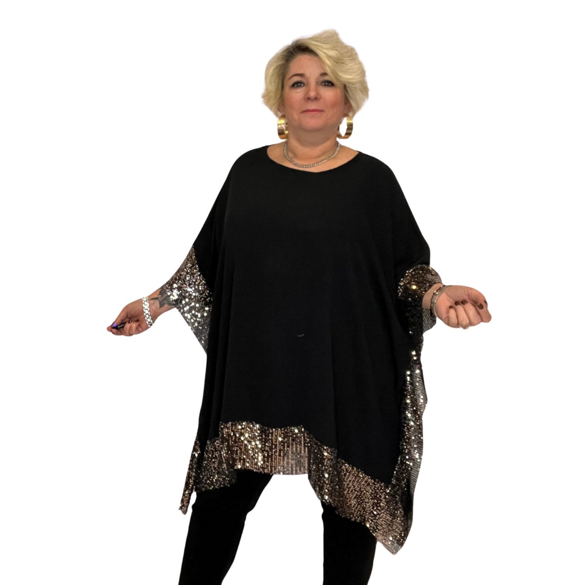 ROCKTHOSECURVES OVERSIZED KAFTAN BLOUSE SEQUIN EDGES