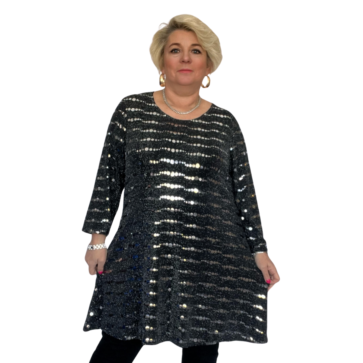 Dark grey sequin swing dress hot sale