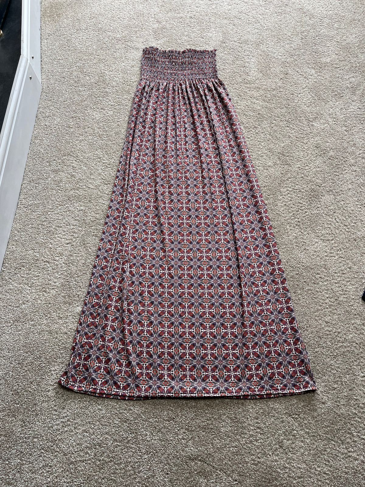 orange purple abstract shearing dress