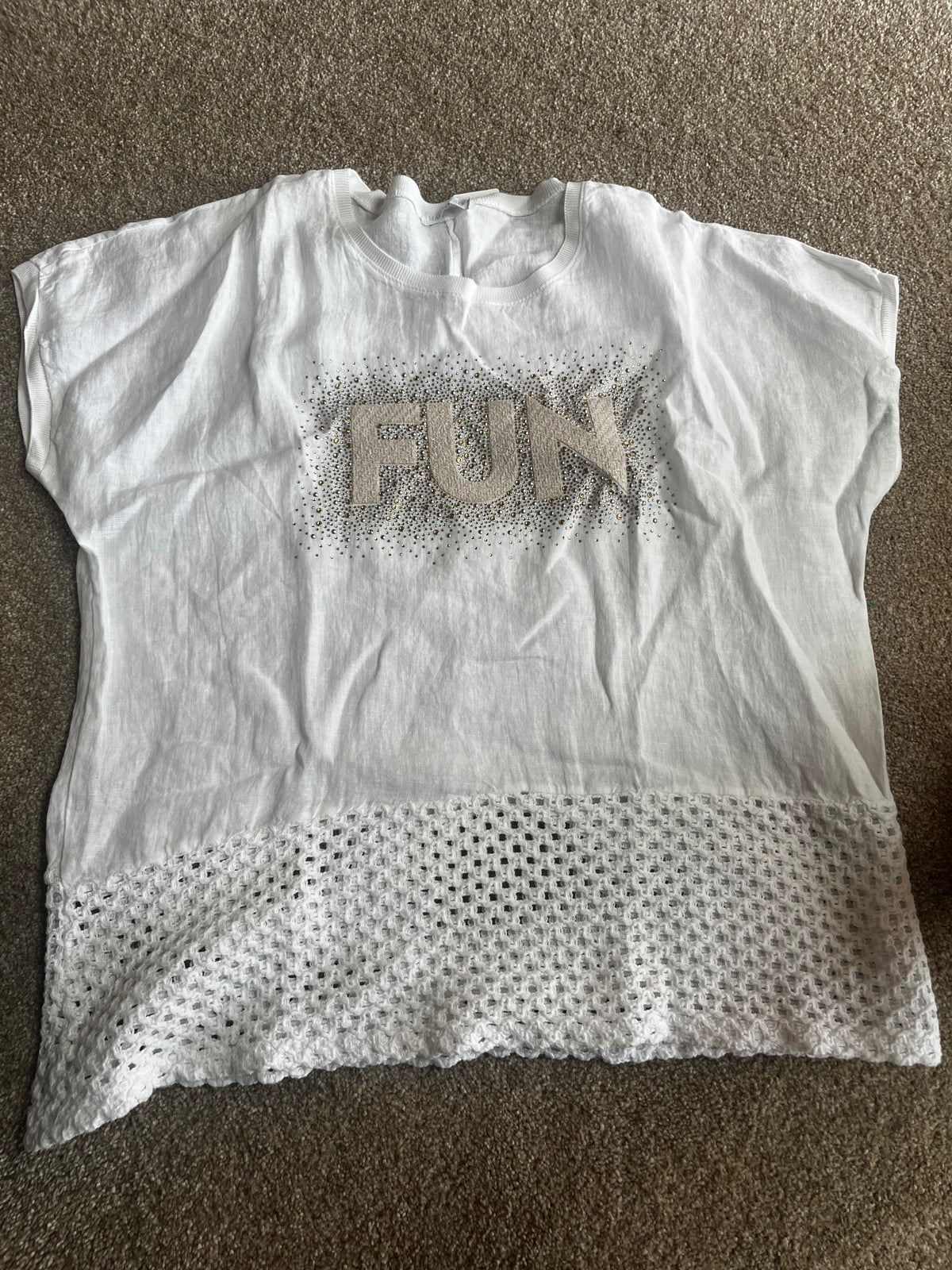 fun sequin print top with netted bottom
