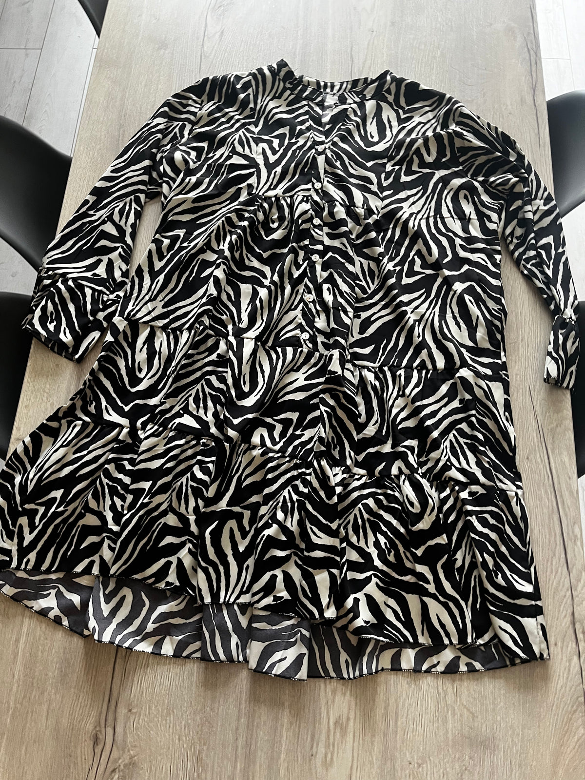 black and stone zebra patterned dress
