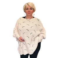 LOOSE FITTING OVERSIZED SHELL PATTERN BATWING JUMPER