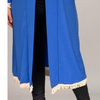 ROCKTHOSECURVES LONG DUSTER JACKET WITH TASSEL EDGING