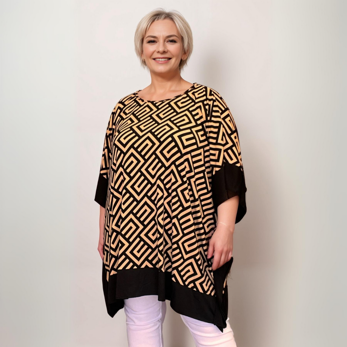 Oversized Soft Stretchy Kaftan with Panel Edging