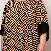 ROCKTHOSECURVES OVERSIZED SOFT STRETCHY GEOMETRIC KAFTAN WITH PANEL EDGING