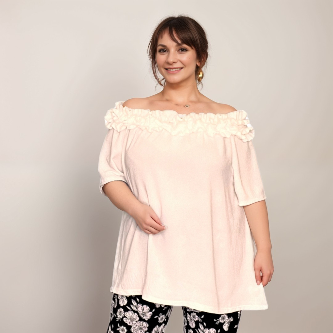 ROCKTHOSECURVES RUFFLED NECKLINE OFF SHOULDER PRETTY TOP / BLOUSE