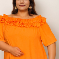 ROCKTHOSECURVES RUFFLED NECKLINE OFF SHOULDER PRETTY TOP / BLOUSE