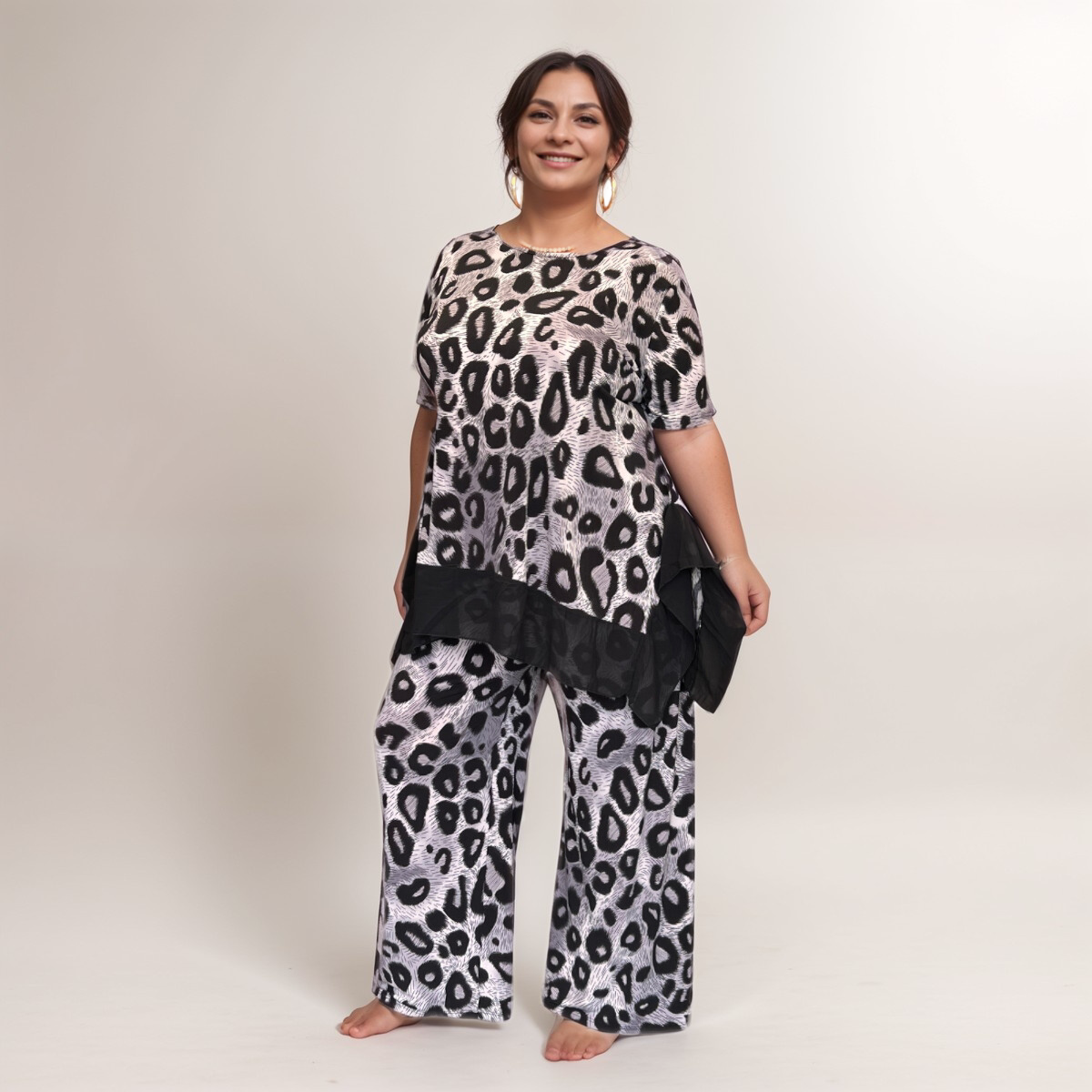 ROCKTHOSECURVES PEACOCK TWO PIECE SET PALAZZO TROUSERS +TOP OUTFIT SET