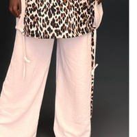 TWO PIECE LEOPARD PRINT TROUSERS SUIT