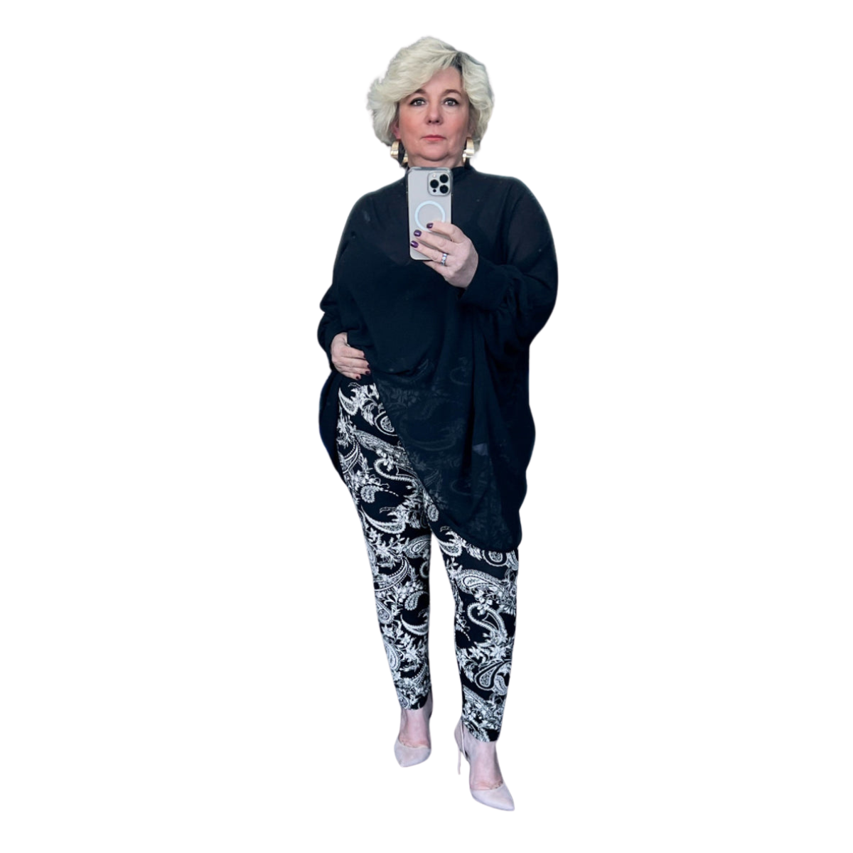 ROCKTHOSECURVES BLACK BEIGE PAISLEY PRINT HIGH RISE PLUS SIZE LEGGINGS