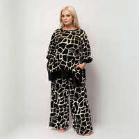 ROCKTHOSECURVES GIRAFFE PRINT TWO PIECE OUTFIT SET WITH PALAZZO TROUSERS