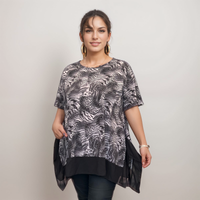 ROCKTHOSECURVES SHORT SLEEVE LOOSE FITTING TOP WITH CHIFFON HANKY HEM